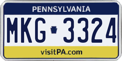 PA license plate MKG3324