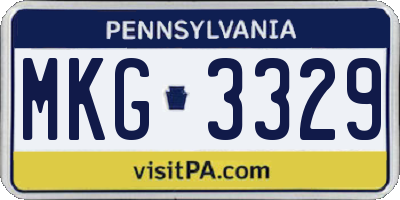 PA license plate MKG3329