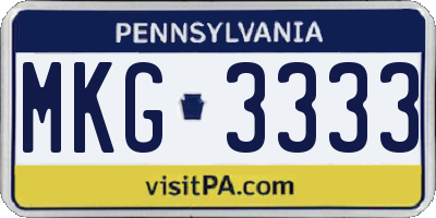 PA license plate MKG3333