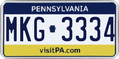 PA license plate MKG3334