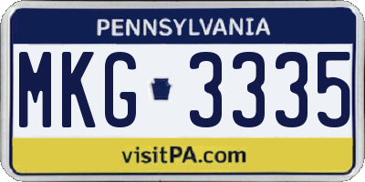 PA license plate MKG3335