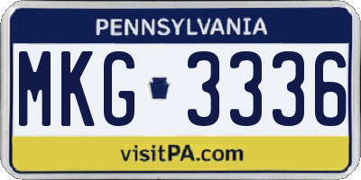 PA license plate MKG3336