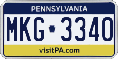 PA license plate MKG3340