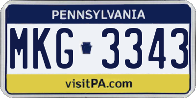 PA license plate MKG3343