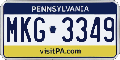 PA license plate MKG3349