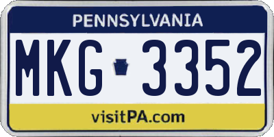 PA license plate MKG3352
