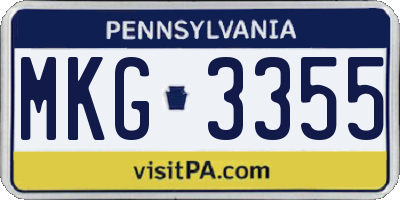 PA license plate MKG3355