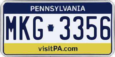 PA license plate MKG3356