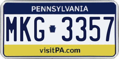 PA license plate MKG3357