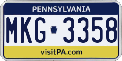 PA license plate MKG3358