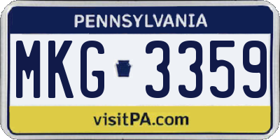 PA license plate MKG3359
