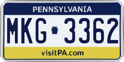 PA license plate MKG3362