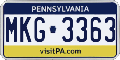 PA license plate MKG3363