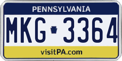 PA license plate MKG3364