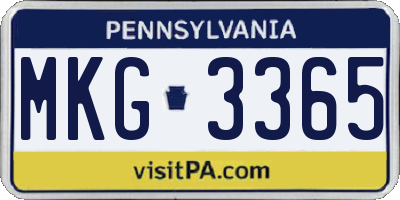 PA license plate MKG3365