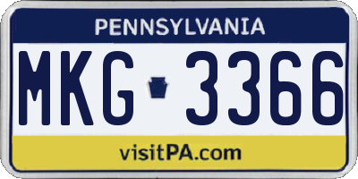 PA license plate MKG3366