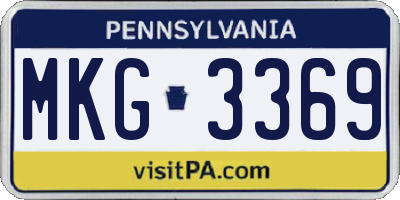 PA license plate MKG3369