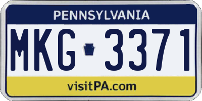 PA license plate MKG3371