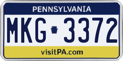 PA license plate MKG3372