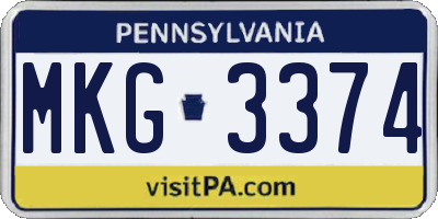 PA license plate MKG3374