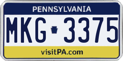 PA license plate MKG3375