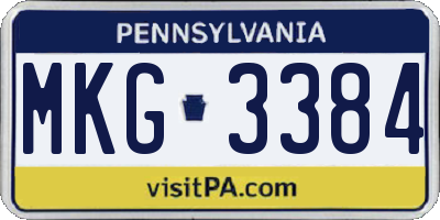 PA license plate MKG3384