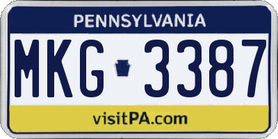 PA license plate MKG3387