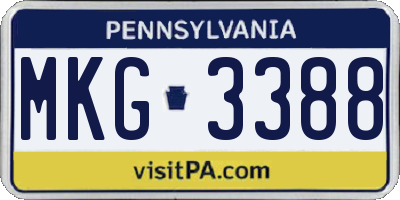 PA license plate MKG3388