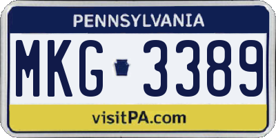 PA license plate MKG3389
