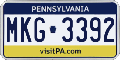 PA license plate MKG3392