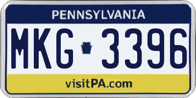 PA license plate MKG3396