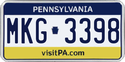 PA license plate MKG3398
