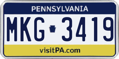 PA license plate MKG3419