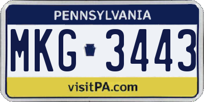 PA license plate MKG3443