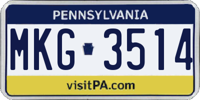 PA license plate MKG3514