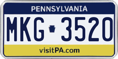 PA license plate MKG3520