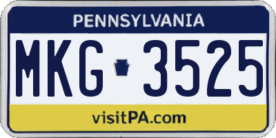PA license plate MKG3525