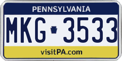 PA license plate MKG3533