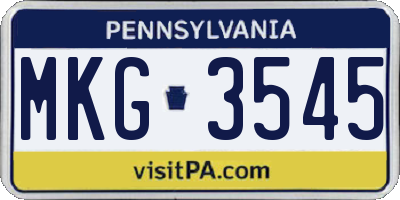 PA license plate MKG3545