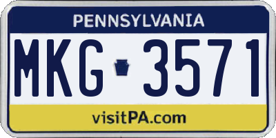 PA license plate MKG3571