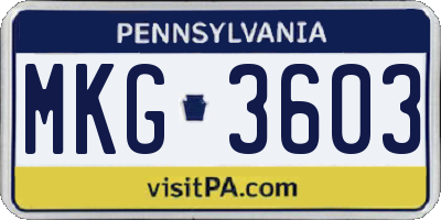 PA license plate MKG3603