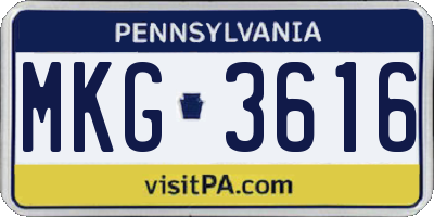 PA license plate MKG3616