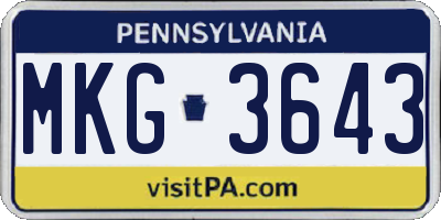 PA license plate MKG3643