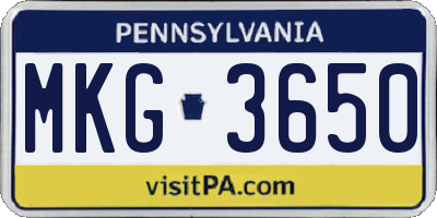 PA license plate MKG3650