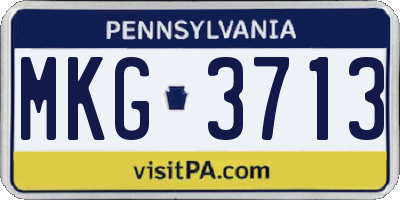 PA license plate MKG3713