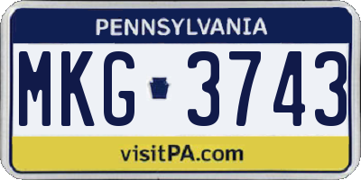 PA license plate MKG3743