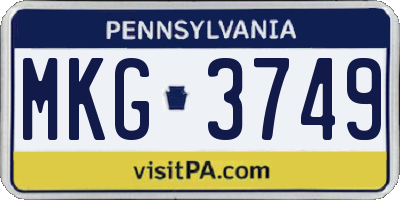 PA license plate MKG3749