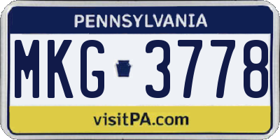 PA license plate MKG3778