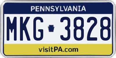 PA license plate MKG3828