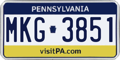 PA license plate MKG3851